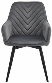 Jedálenská otočná stolička NANA360 zamatová, tmavosivá (čierne nohy)