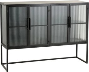 Čierna kovová komoda s presklenými dvierkami Franco - 120 * 35 * 90 cm
