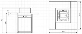 Planika Square Table GAS - Vonkajší plynový krb 79,7x90 cm 10kW