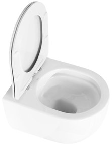 Rea Oliver, závesná WC misa Rimless s toaletným sedadlom s pomalým dopadom, biela, REA-C6509