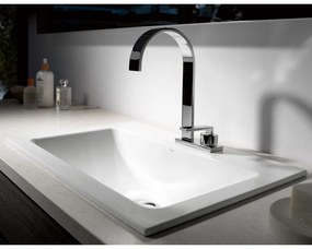 ALAPE EB.R585H obdĺžnikové zápustné umývadlo s otvorom, bez prepadu, 585 x 405 mm, biela alpská, s povrchom ProShield, 2202100000