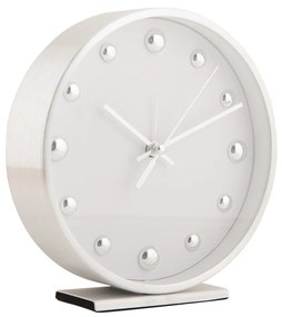 Karlsson KA5970WH Shiny Dots budík 16 cm | Elegantný biely budík s tichým chodom