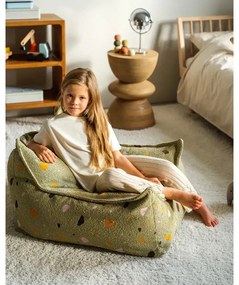 Zelený detský sedací vak z textílie buklé/ženilkový Terrazzo Chair – Wigiwama