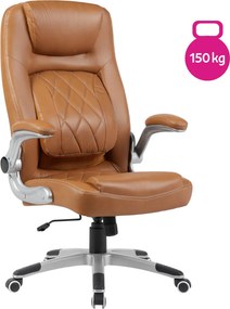 Kancelárske kreslo, hnedá ekokoža/strieborná, nosnosť 150 kg, GREKO
