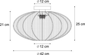 Japonské stropné svietidlo biele s látkovým tienidlom - Bida