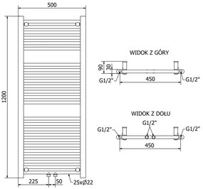 Mexen Mars, elektrické vykurovacie teleso 1200 x 500 mm, 600 W, zlatá lesklá, W110-1200-500-2600-50