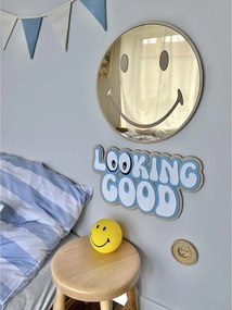 Zrkadlo Emoji do detskej izby – zlaté akrylové zrkadlo z dreva Ø40 cm