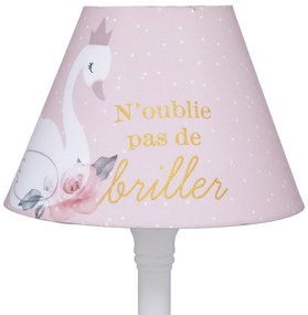 Atmosphera Créateur d'intérieur Detská nočná lampa Princess Labuť s látkovým tienidlom a borovicovým podstavcom