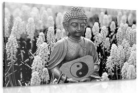 Obraz jin a jang Budha v čiernobielom prevedení - 120x80