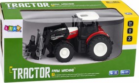 LEAN Toys Poľnohospodársky traktor s držiakom na balíky, diaľkovo ovládaný RC, červený, mierka 1:24