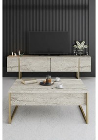 Konferenčný stolík Luxe Travertine and Gold