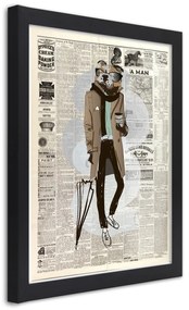 Gario Plagát Abstraktný buldog na pozadí novín Farba rámu: Bez rámu, Rozmery: 30 x 45 cm