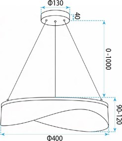 Toolight Toolight, LED závesné svietidlo 40cm, 20W, 1500 lm, G144-CP, zlatá, OSW-04700