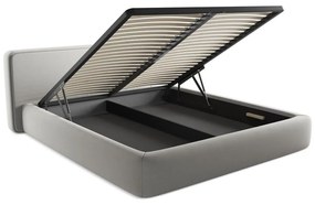 Svetlosivá čalúnená dvojlôžková posteľ s úložným priestorom s roštom 180x200 cm Kiana – Makamii