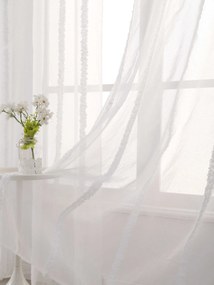 Biely záves TASMA so vzorom 140x250 cm Zavesenie: Kovové krúžky