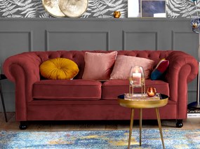 Pohovka Chesterfield, červená látka