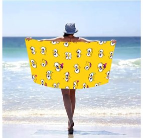 Plážový set SMILE – osuška 100×180 cm a pončo 80×145 cm, žltý