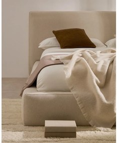 Béžová čalúnená dvojlôžková posteľ bez roštu 180x200 cm Blok – Kave Home