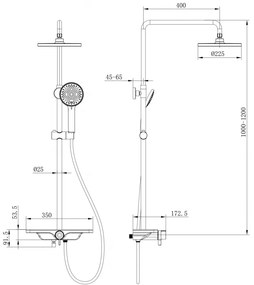 Mexen Frost, sprchová sada s ručnou a dažďovou hlavicou, čierna, 78111-70