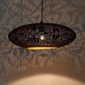 Orientálny kovový filigránový luster Black & Gold UFO Ø45*125