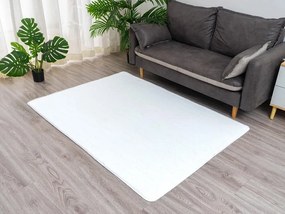 Biely obdĺžnikový koberec s 3D efektom králičej srsti Rabbit Rozmer: 80x150 cm