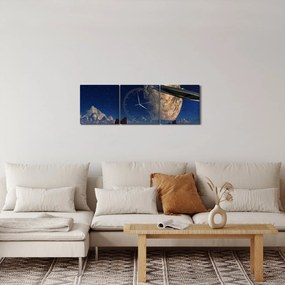 Obraz - Prílet mimozemšťanov (s hodinami) (90x30 cm)