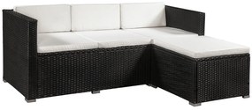 InternetovaZahrada Záhradný ratanový set Punta Cana M - čierny/krémové podušky