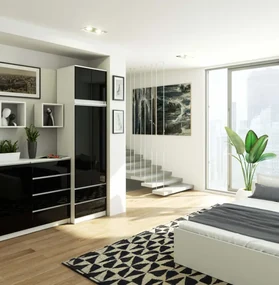 Skriňa s nadstavcom S 60 cm 2D 2SZ CLP biela / čierna, lesk