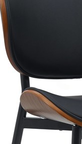 Stolička Enid - koženka - Orech / Čierna