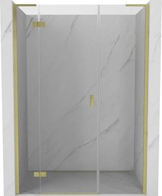 Mexen Mist-H L, 1-krídlové sprchové dvere ľavé 130 cm, číre sklo, zlatý matný profil, 8A5L-130-001-55-00-L