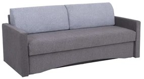 Čalúnená rozkladacia trojmiestná pohovka PAUL na každodenné spanie s opierkami na ruky sivá