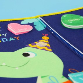 KIK Zmyslová manipulačná tabuľa Montessori s dinosaurami, modrá