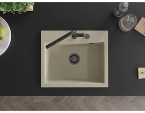 Mexen Oscar, 1-komorový granitový drez 580x490x205 mm, béžová, 6519581000-69-B