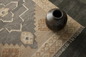 Diamond Carpets India, Ručne viazaný kusový koberec Heriz Wood DE 2005 Grey Mix, 80x150, béžová, chodba / predsieň