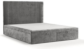 Sivá čalúnená dvojlôžková posteľ s úložným priestorom 200x200 cm Mavel – Maison de Rêve