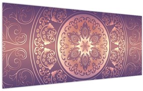 Obraz - Mandala na fialovom gradiente (120x50 cm)