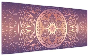 Obraz - Mandala na fialovom gradiente (120x50 cm)