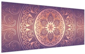 Obraz - Mandala na fialovom gradiente (120x50 cm)