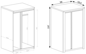 Šatníková skriňa Livia 01 (dub ribbeck + biely lesk). Akcia -20%. Vlastná spoľahlivá doprava až k Vám domov. 1057857