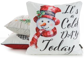 VIANOČNÁ DEKORAČNÁ OBLIEČKA NA VANKÚŠ SNOWMAN 45X45 CM VZOROVANÁ