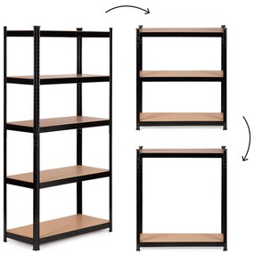 Kovový skladovací regál 180x90x40 cm, 5 políc, nosnosť 875 kg, ModernHome