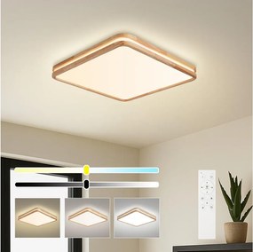 Brilagi - stmievateľné LED svietidlo MOLINA SQUARE LED/80W/230V, dub, 60x60 cm + diaľkový ovládač