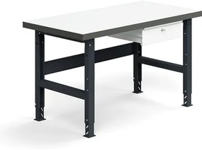 Dielenský stôl TRUST, so zásuvkou, 1500x760mm, 600 kg, vysokotlaký laminát