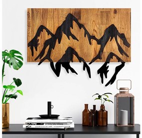 Nástenná dekorácia 58x44 cm hory drevo/kov