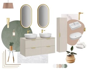 Závěsná skříňka Adele Cashmere s deskou 60 cm kašmírová/dub evoke