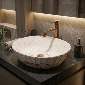 Rea Samanta Zen, umývadlo na dosku 500×380×135 mm, béžová imitácia kameňa matná, REA-U3532