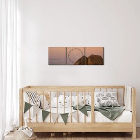 Obraz západu slnka v skalách (s hodinami) (90x30 cm)