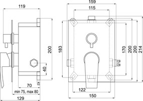 Novaservis Nobless Heda Batéria pod omietku pre 2 spotrebiče s telesom, chróm, BOX40051R,0