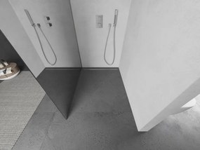 Mexen Kioto, sprchová zástena Walk-In 80 x 200 cm, 8mm sklo vzor zrkadlo, brúsená oceľ profil, 800-080-101-97-50