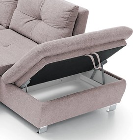 Sedacia súprava Madeira 3A, svetlo ružová látka, tvar pravé U